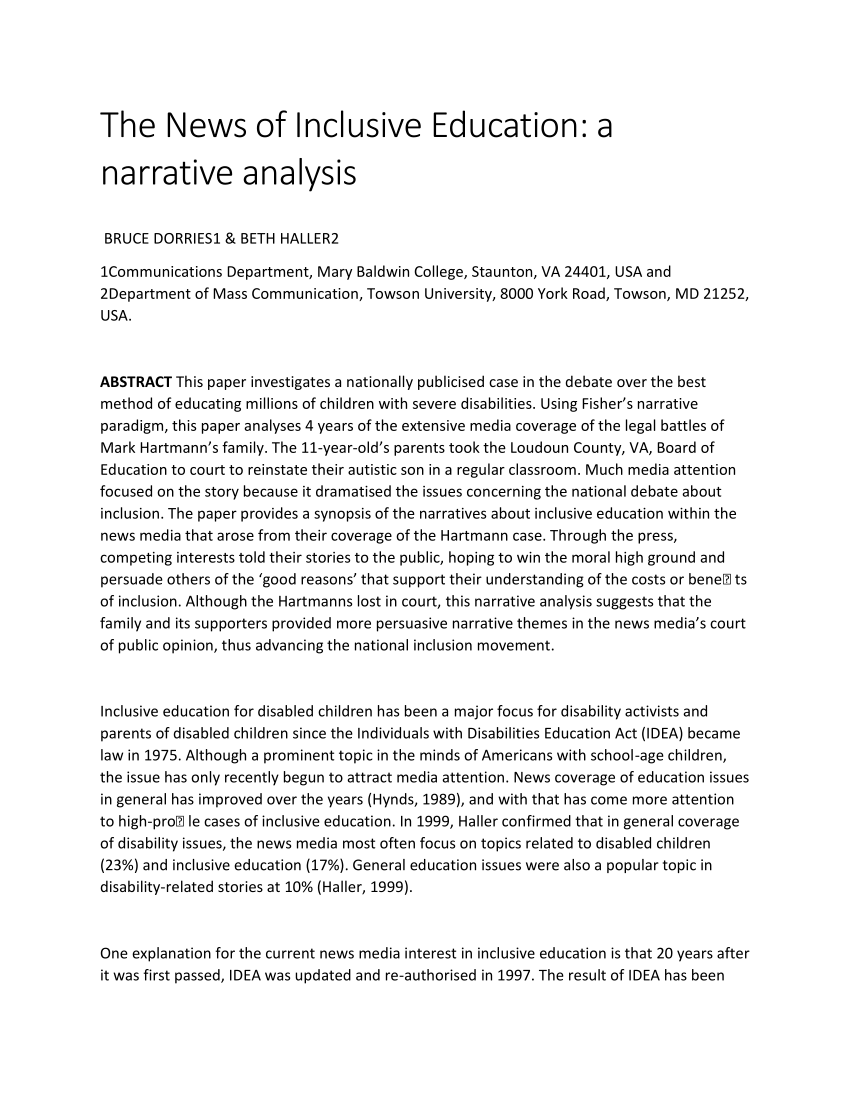 inclusive education research paper
