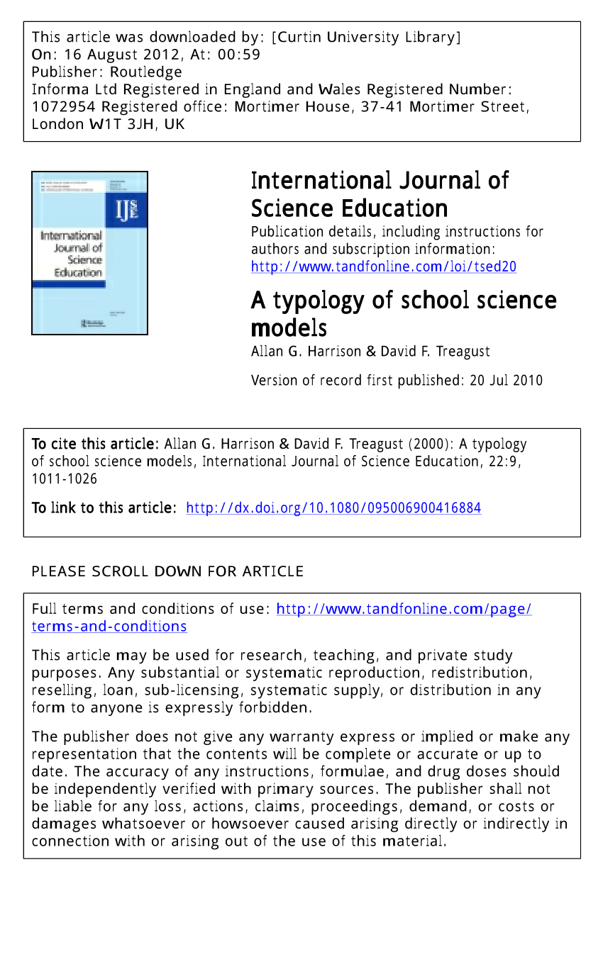 PDF) A typology of school science models