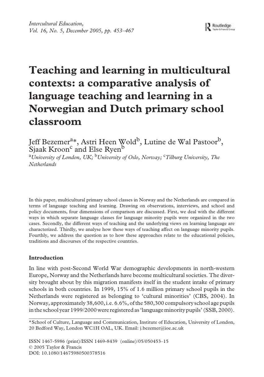 PDF Teaching and Learning in Multicultural Contexts A ...