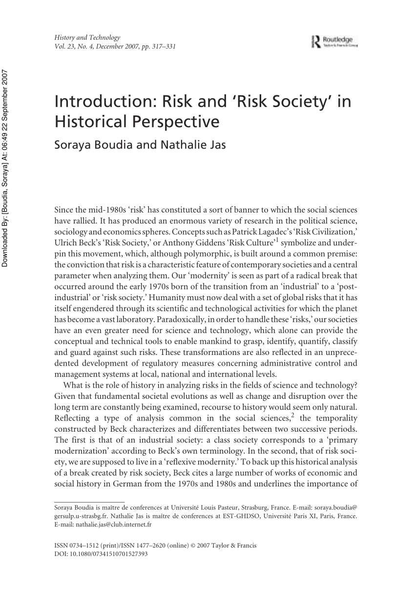 risk society thesis pdf