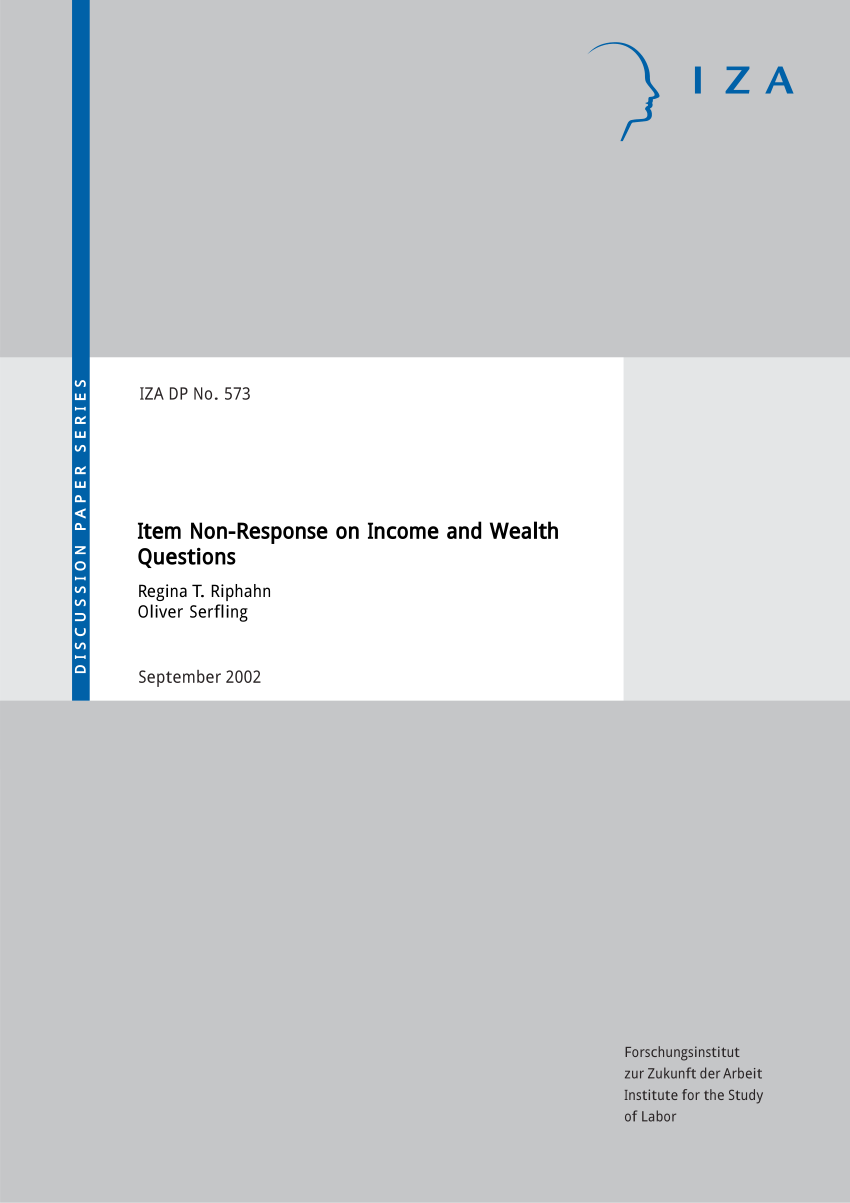 Pdf Item Non Response On Income And Wealth Questions
