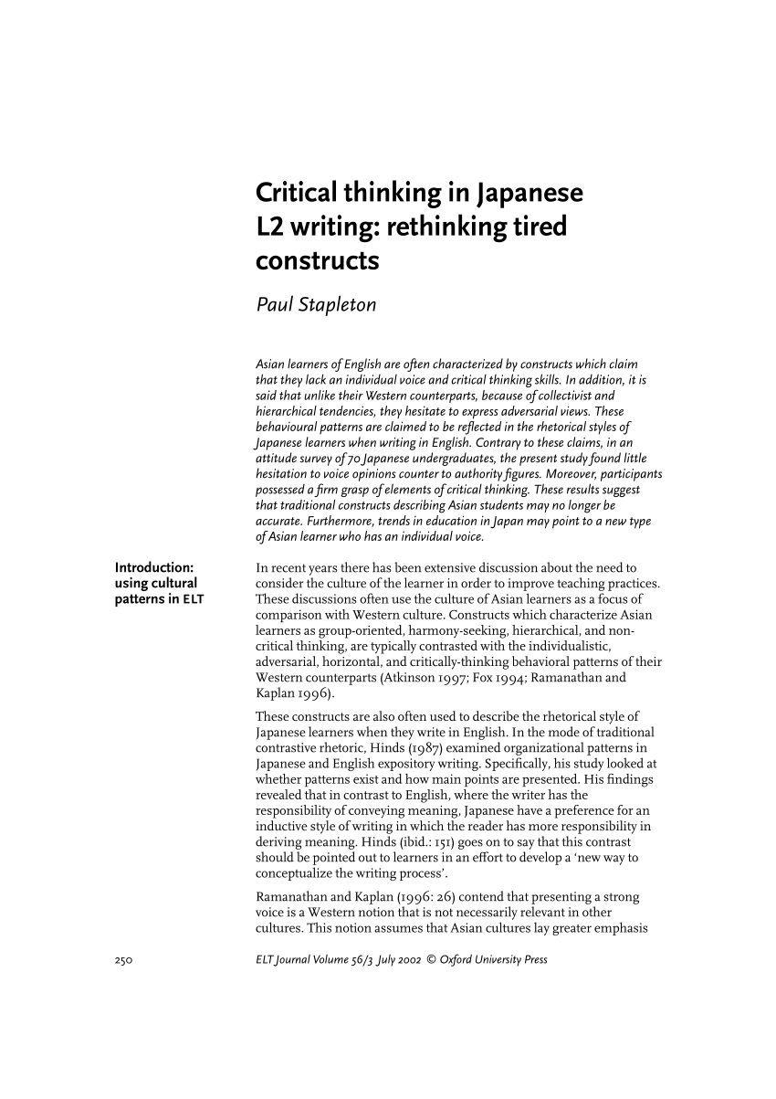 critical thinking in japan
