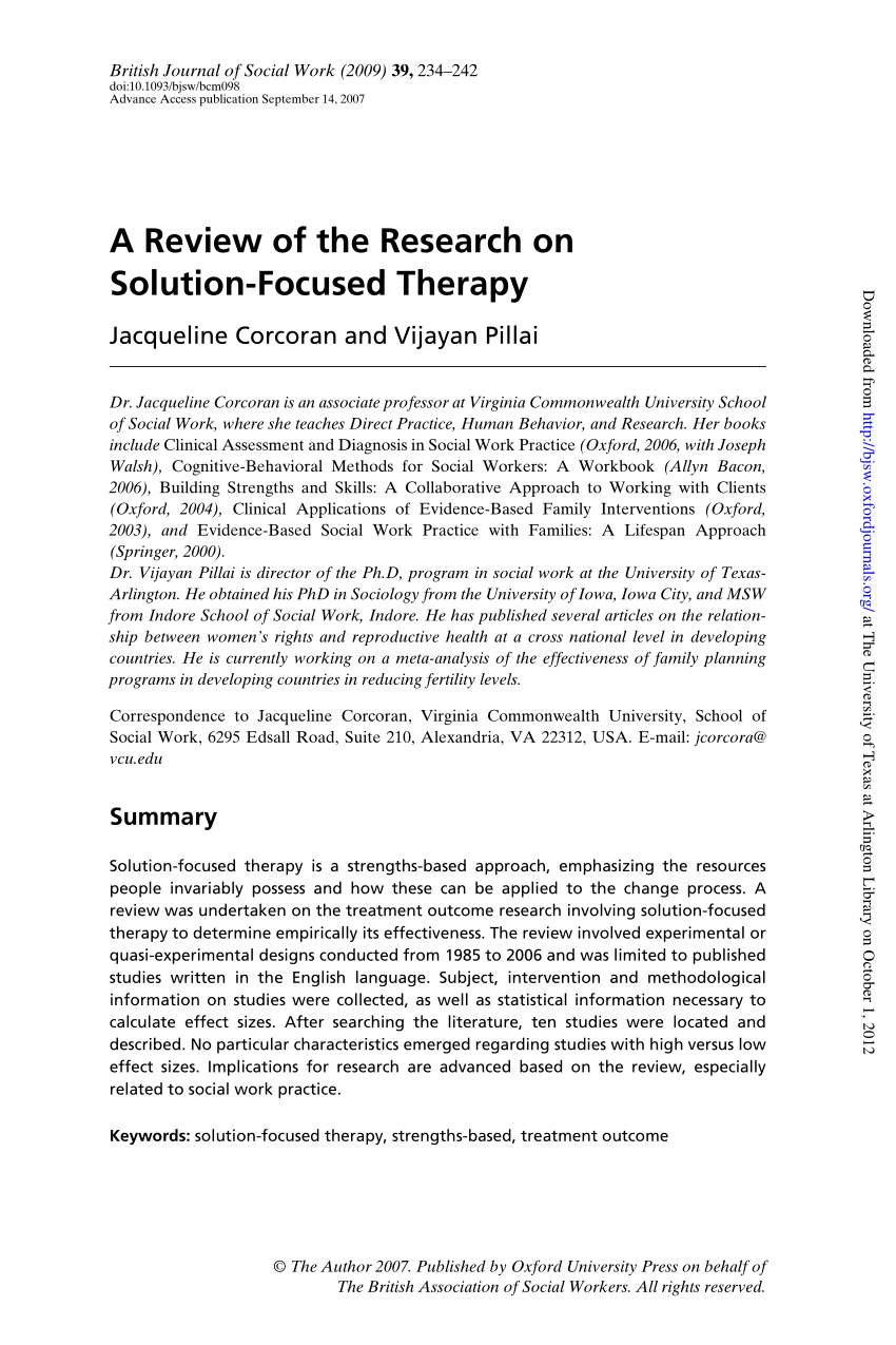 research paper solution focused therapy