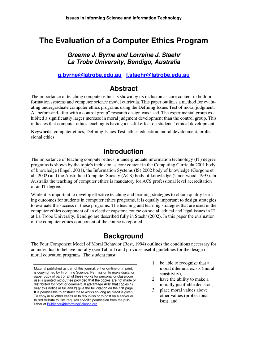 research paper on computer ethics