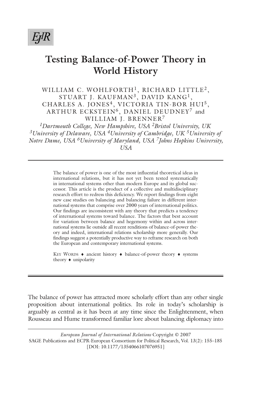 PDF) Testing Balance-of-Power Theory in World History