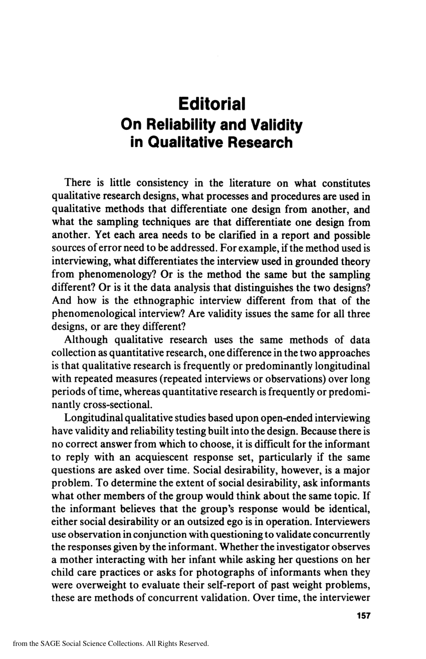 reliability and validity in qualitative research pdf