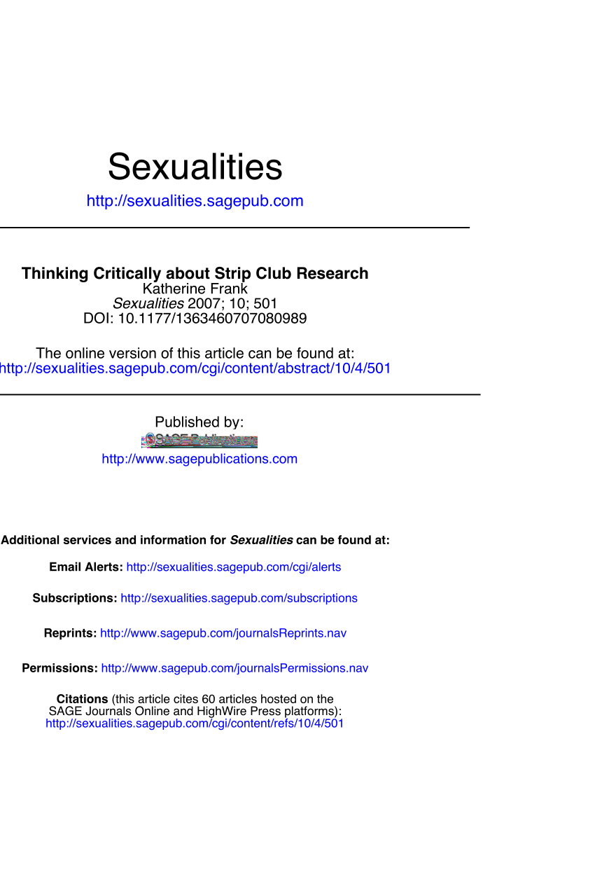 PDF) Thinking Critically about Strip Club Research