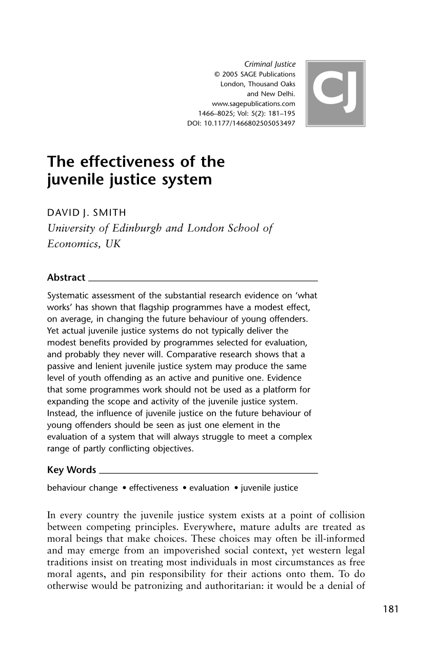 juvenile justice system research paper topics
