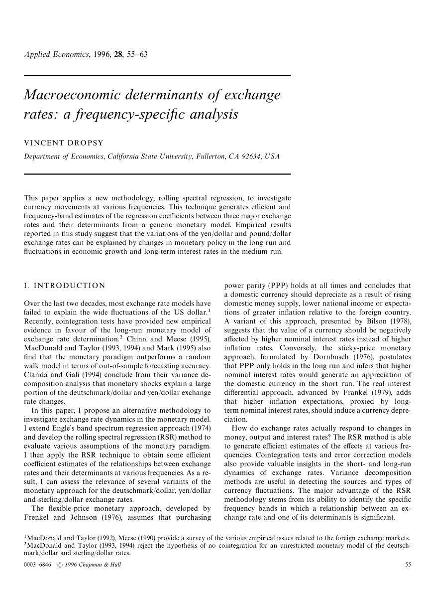 PDF) Macroeconomic Determinants of Exchange Rates: A Frequency 