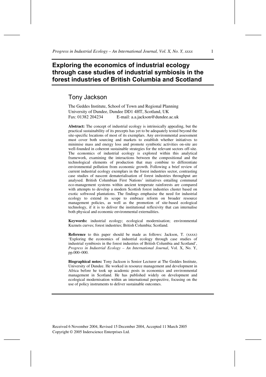 case study of industrial ecology