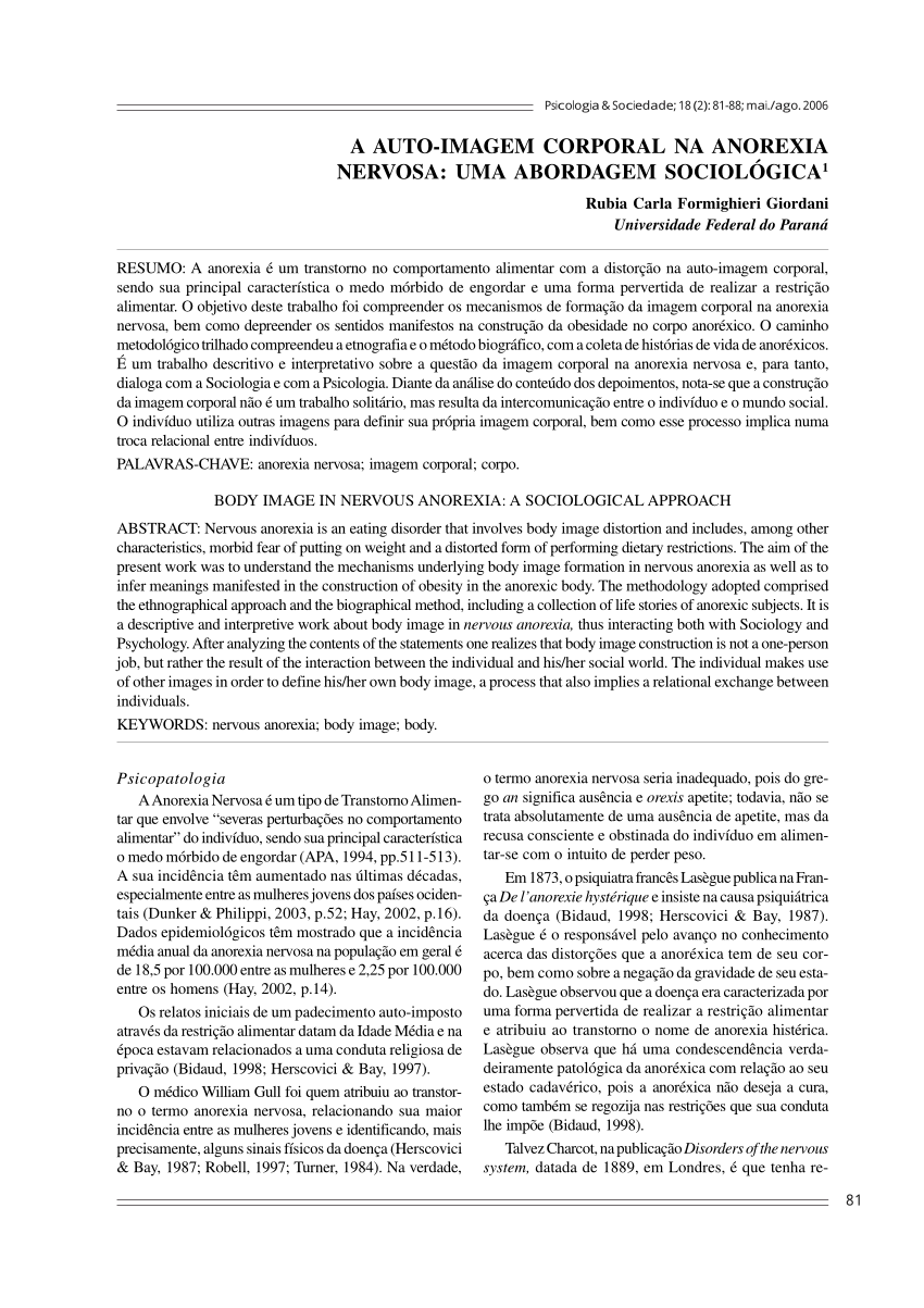 PDF) DISSERTAÇÃO  Anorexia? Não, olha seu tamanho: anorexia