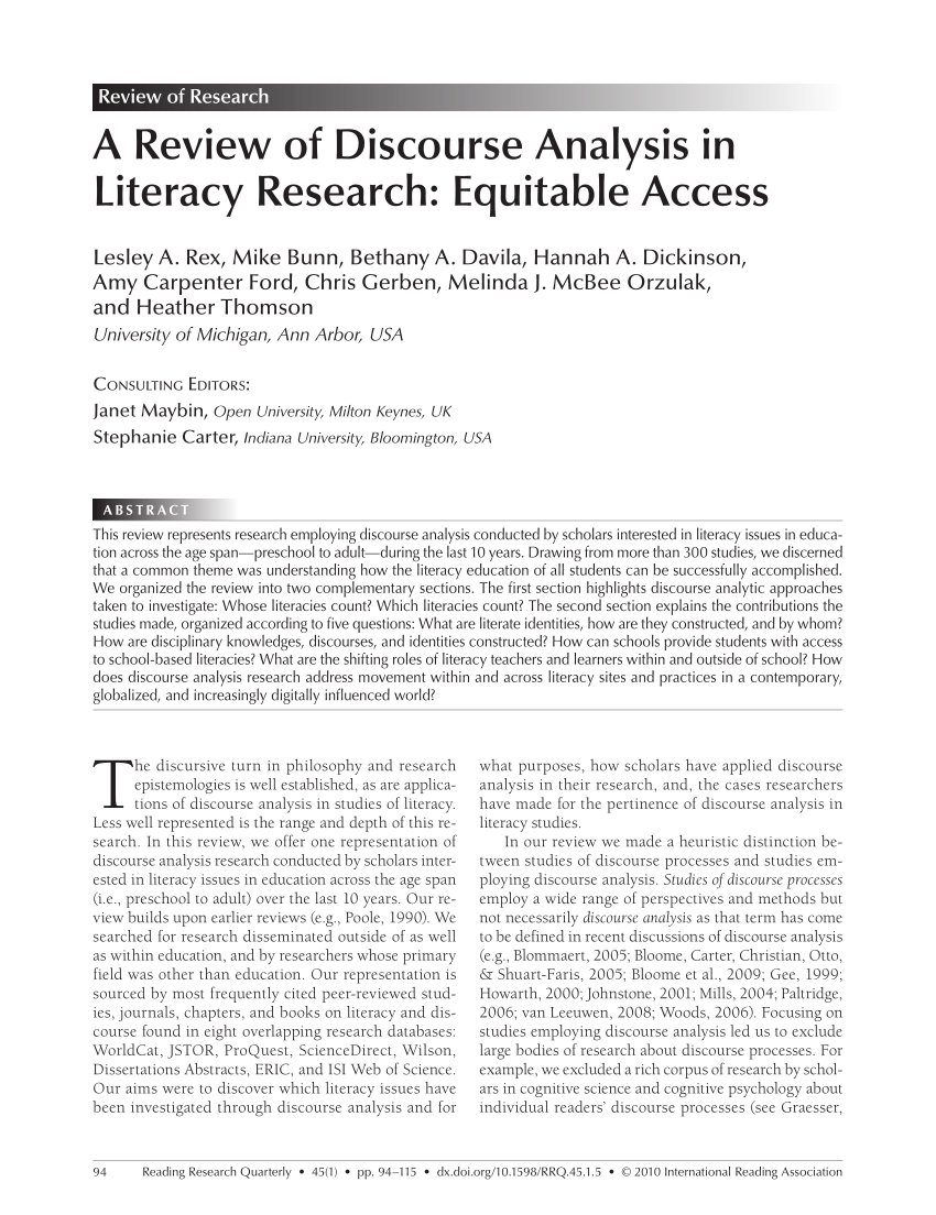 literature review on discourse