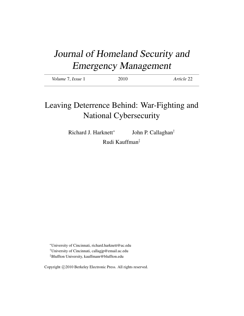 PDF Leaving Deterrence Behind WarFighting and National Cybersecurity