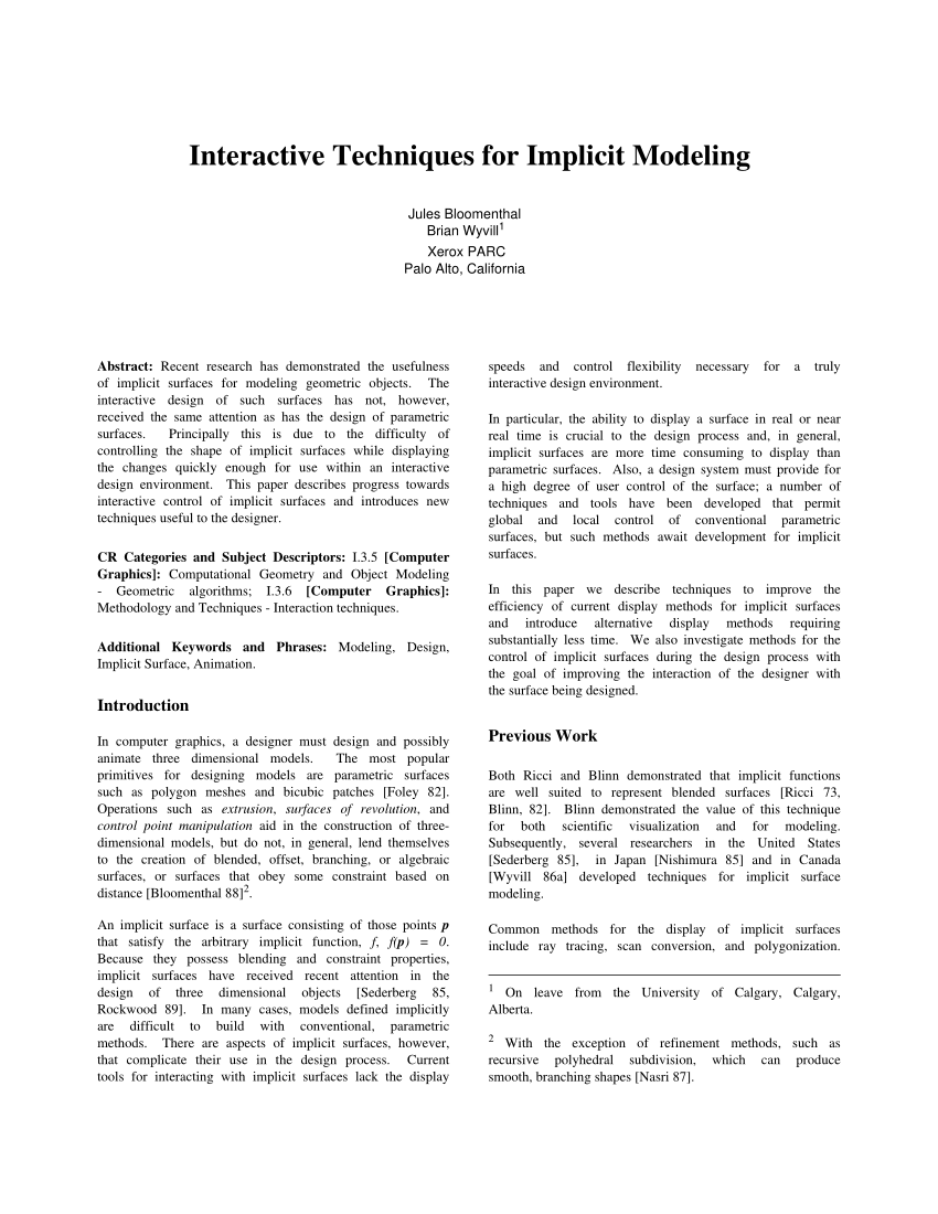 PDF) Interactive Techniques for Implicit Modeling