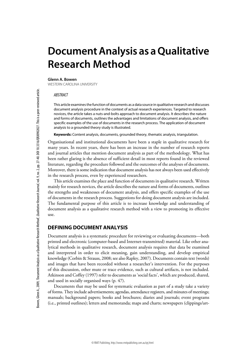 what is document analysis in qualitative research