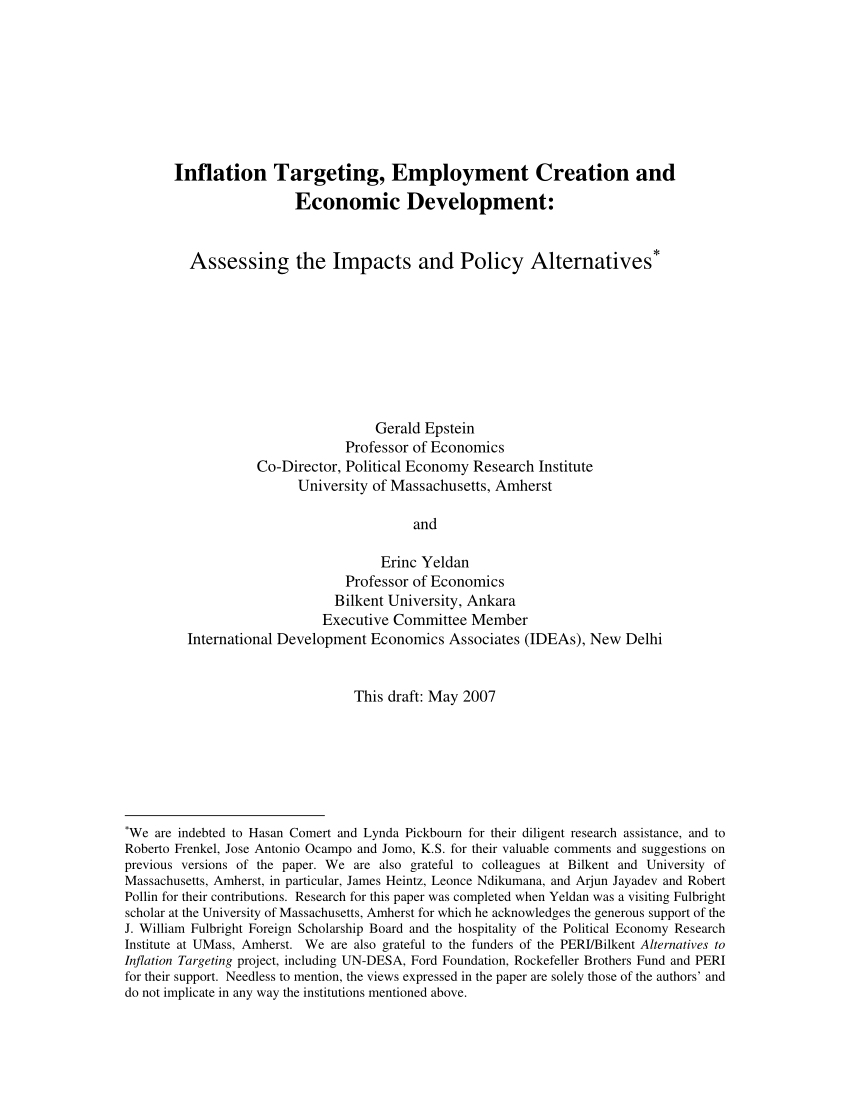 (PDF) Inflation Targeting, Employment Creation and Economic Development ...