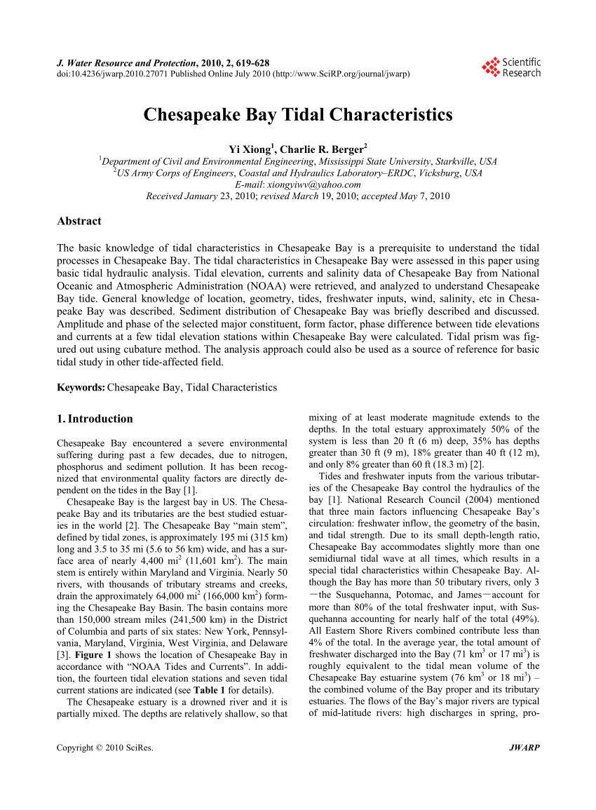 (PDF) Chesapeake Bay Tidal Characteristics