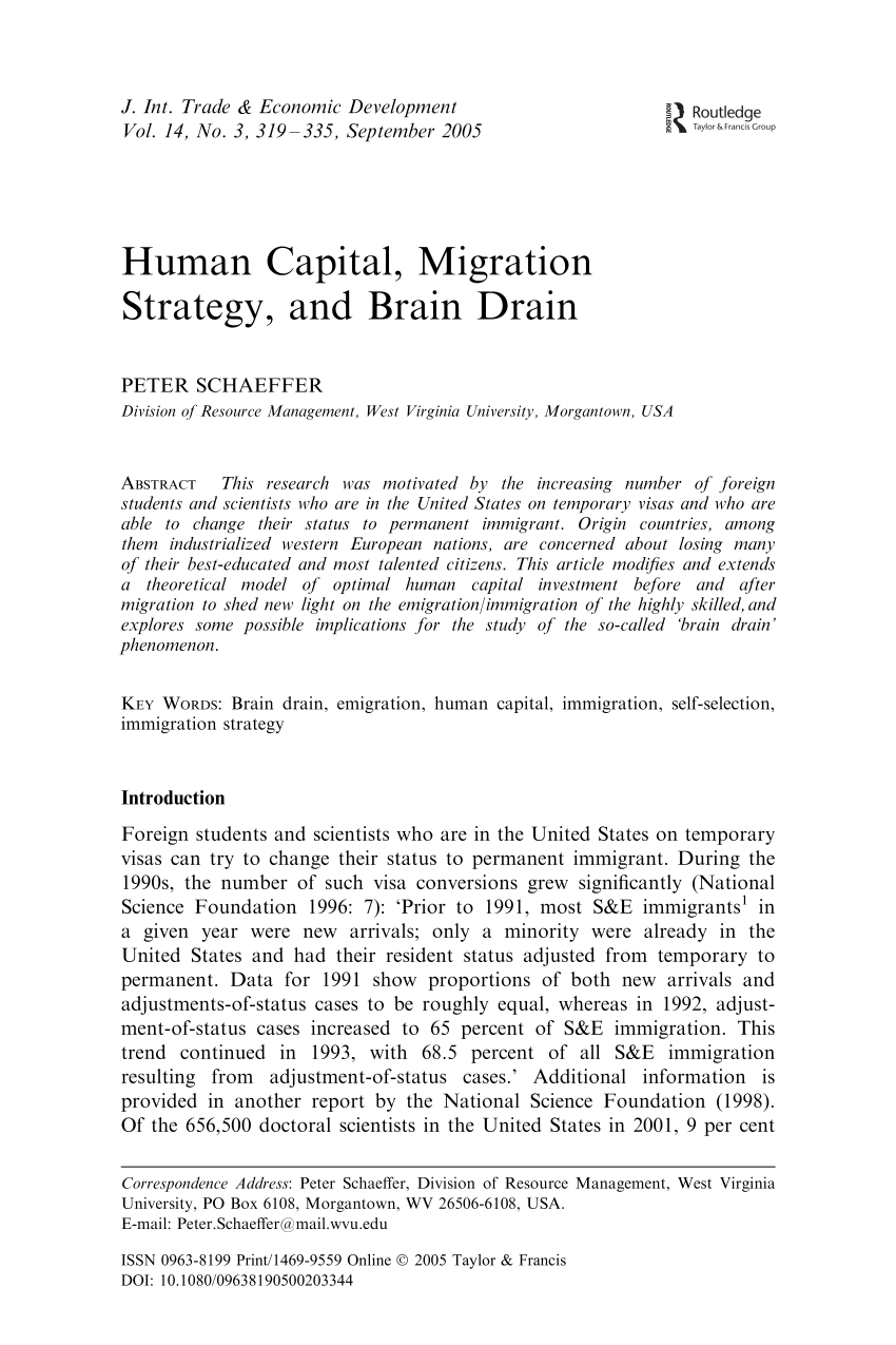 Pdf Human Capital Migration Strategy And Brain Drain - 