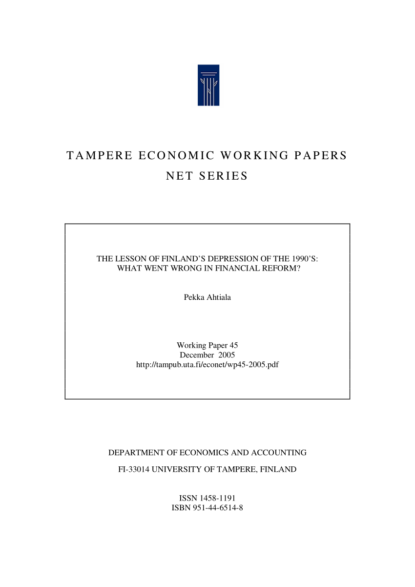 (PDF) Lessons from Finland's Depression of the 1990s: What Went Wrong ...