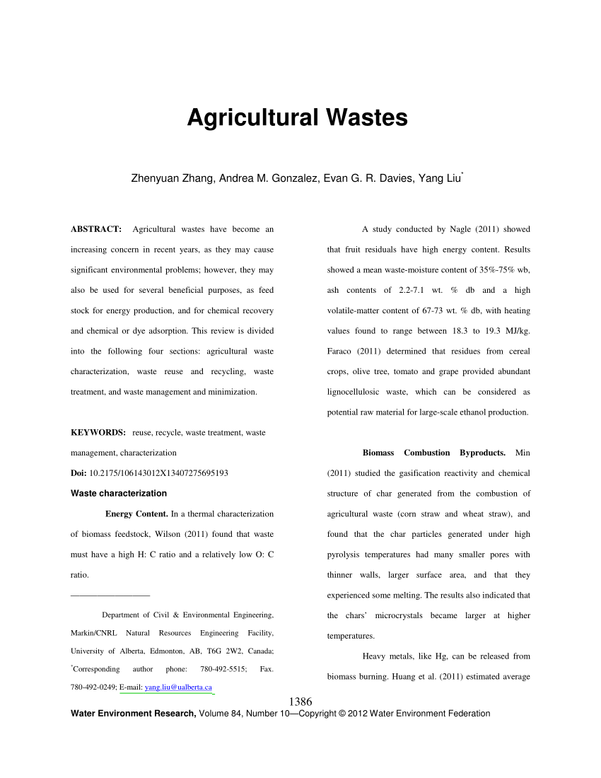 (PDF) Agricultural Wastes