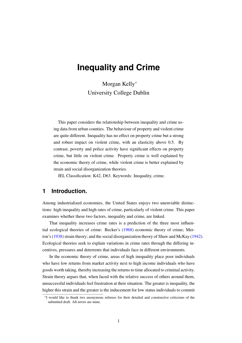 PDF) Inequality And Crime