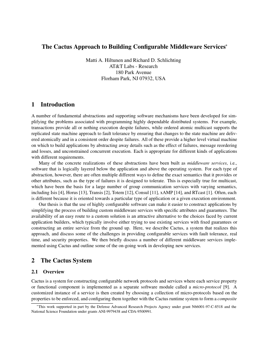 Pdf The Cactus Approach To Building Configurable Middleware Services