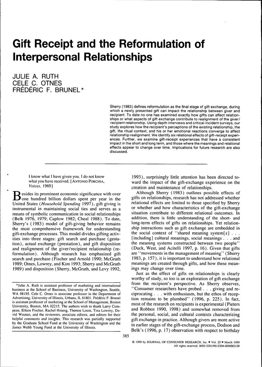 PDF Gift Receipt And The Reformulation Of Interpersonal