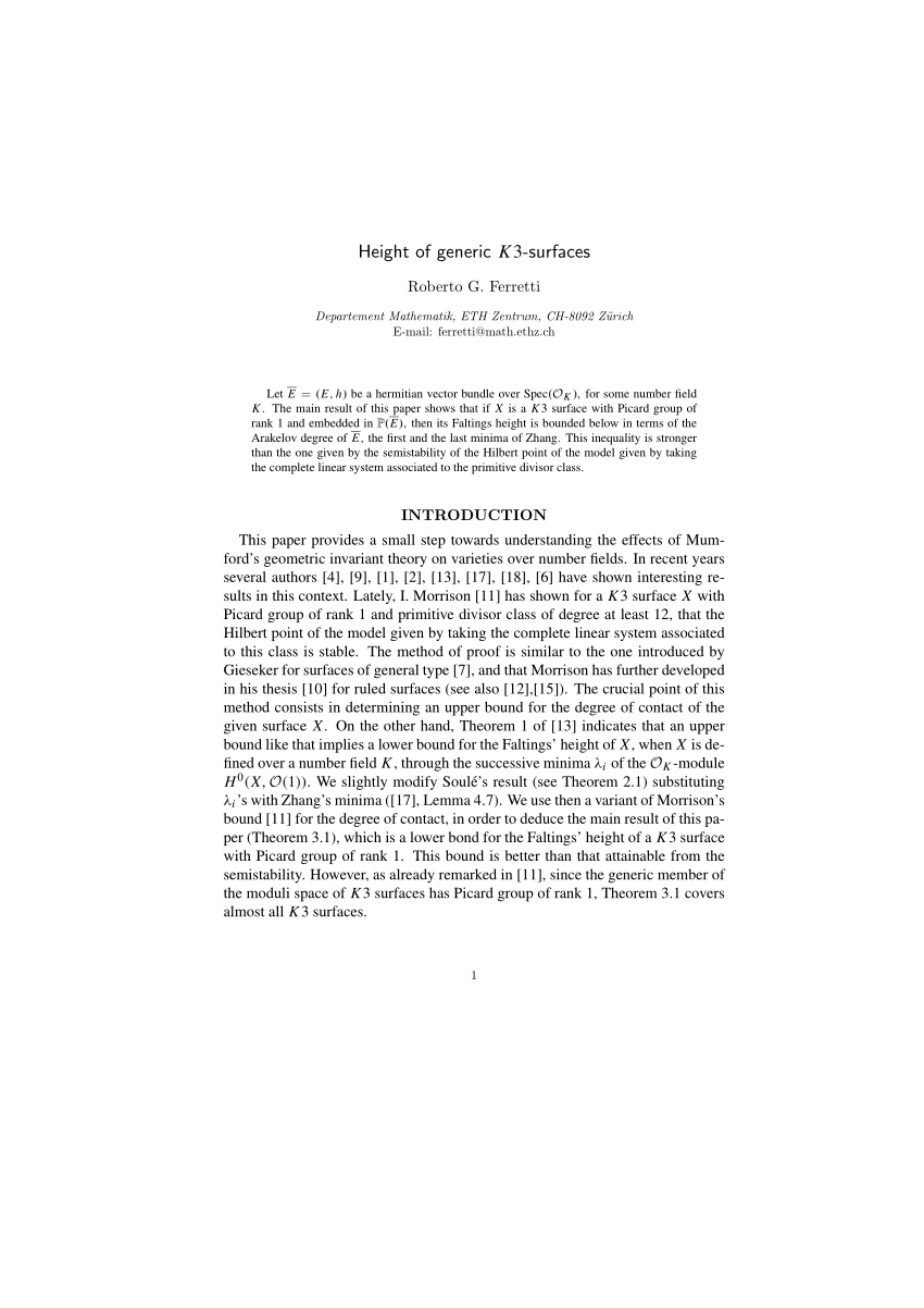 (PDF) Height of generic K3-surfaces