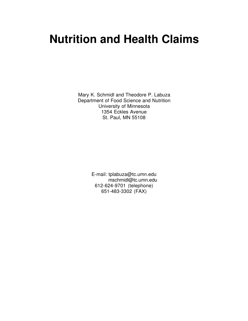 (PDF) Nutrition and Health Claims