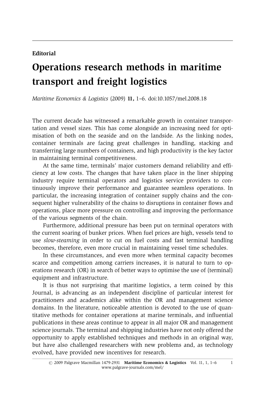 research topics related to logistics