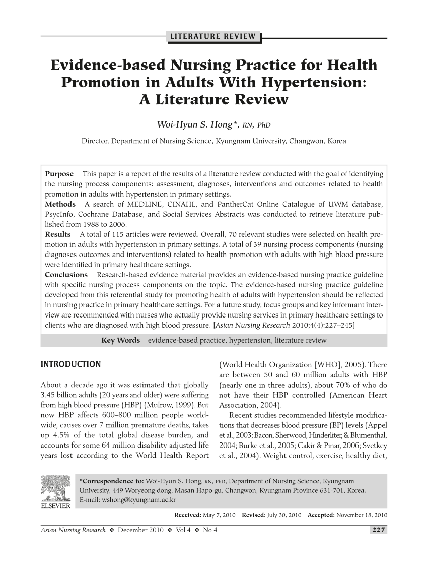 review of literature related to hypertension