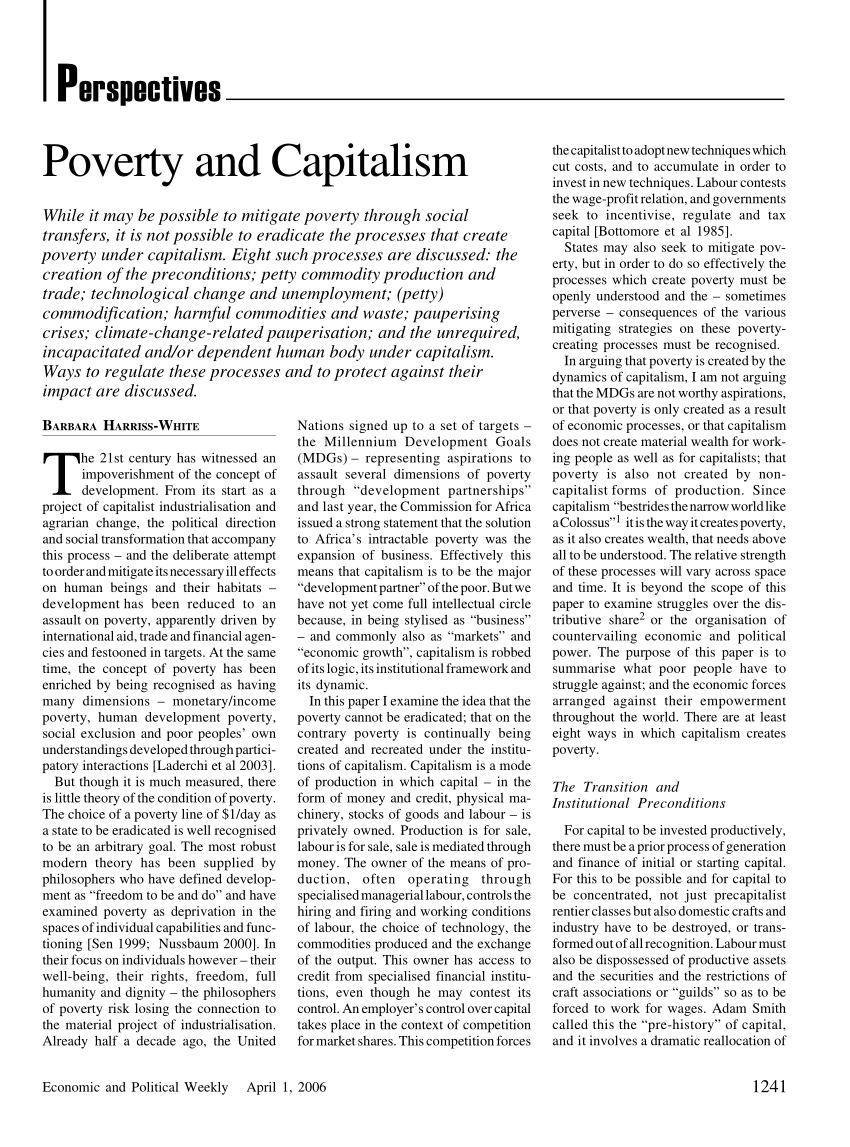 capitalism and poverty essay