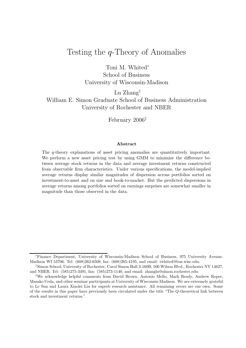 (PDF) Testing the q-Theory of Anomalies