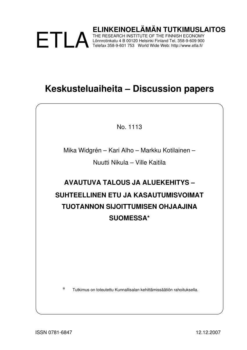 (PDF) Opening Economy and Regional Development - Comparative Advantage and Agglomeration Forces 