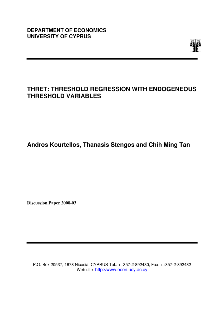 Pdf Thret Threshold Regression With Endogenous Threshold Variables