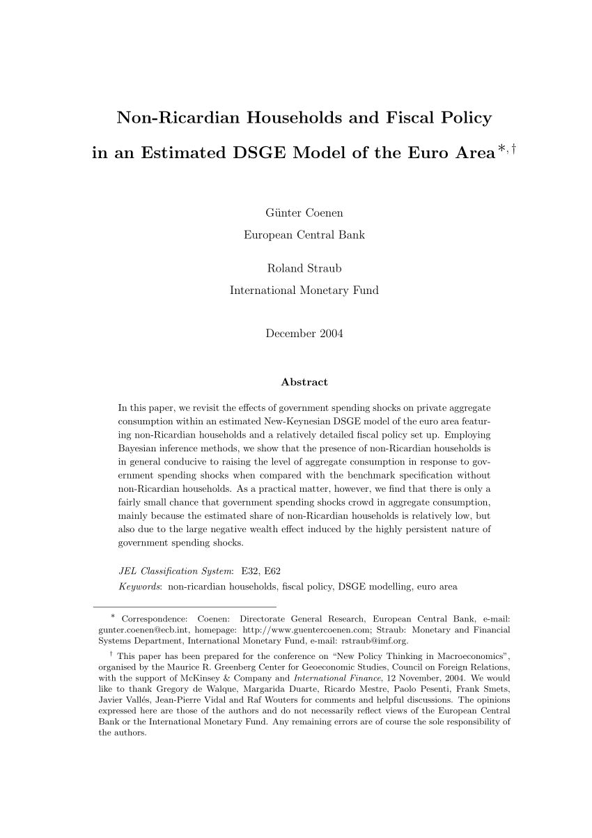 Pdf Non Ricardian Households And Fiscal Policy In An - 