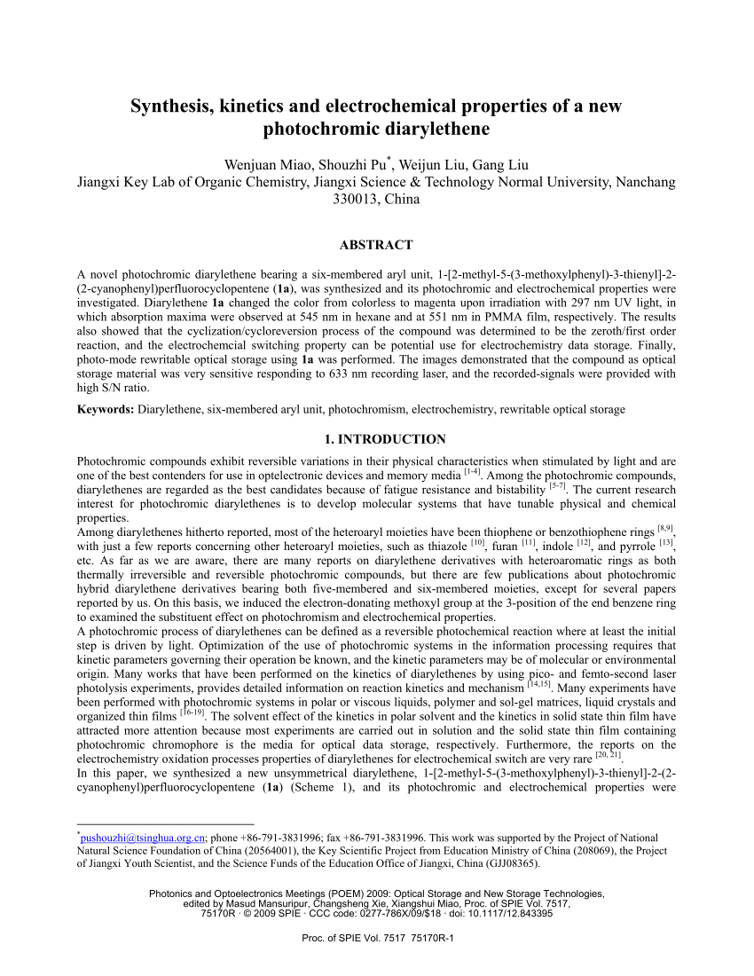 (PDF) Synthesis, and electrochemical properties of a new