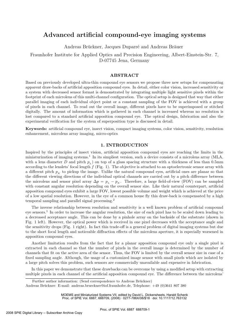 Pdf Advanced Artificial Compound Eye Imaging Systems