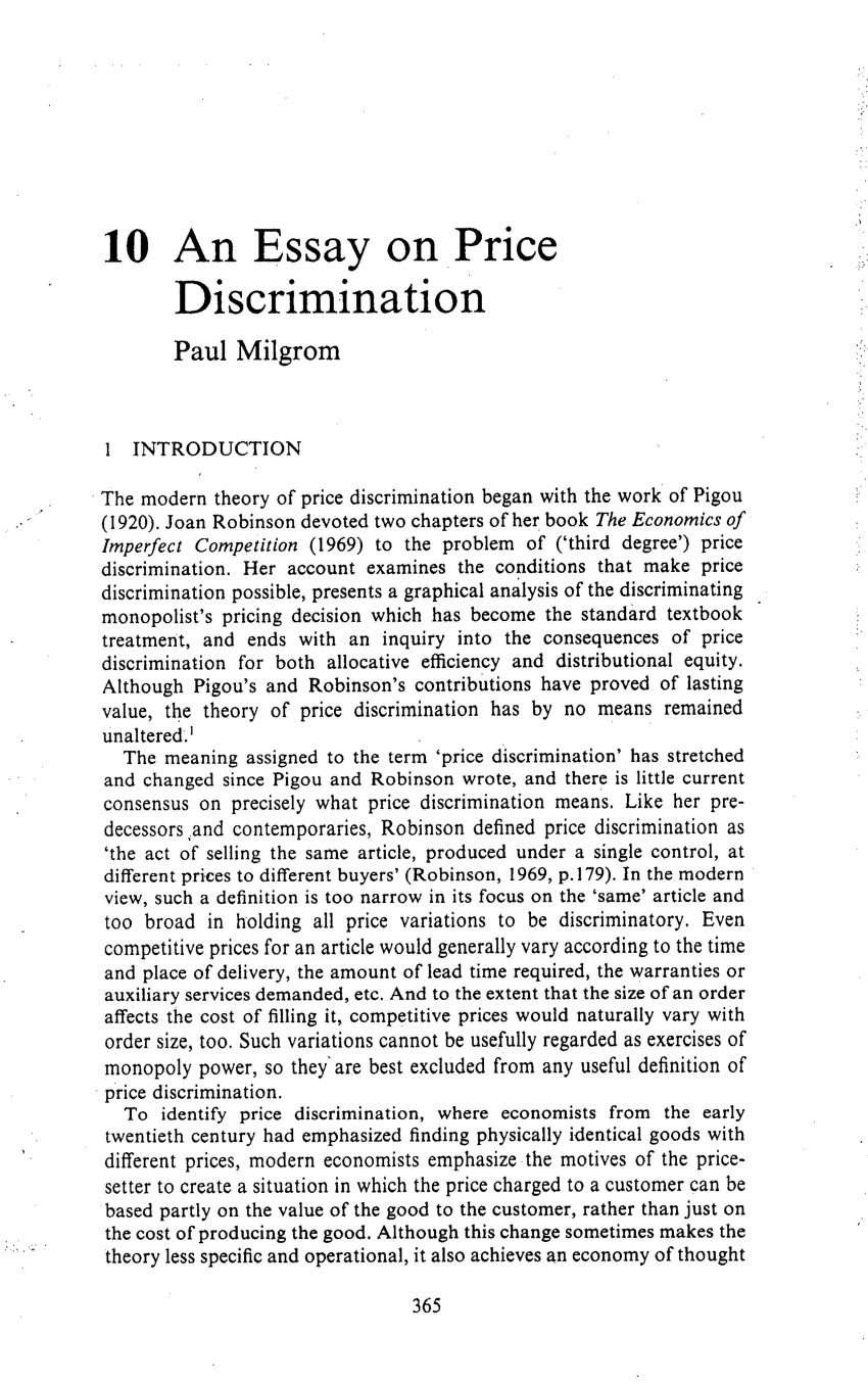 Essay on Price Discrimination - Words | Bartleby