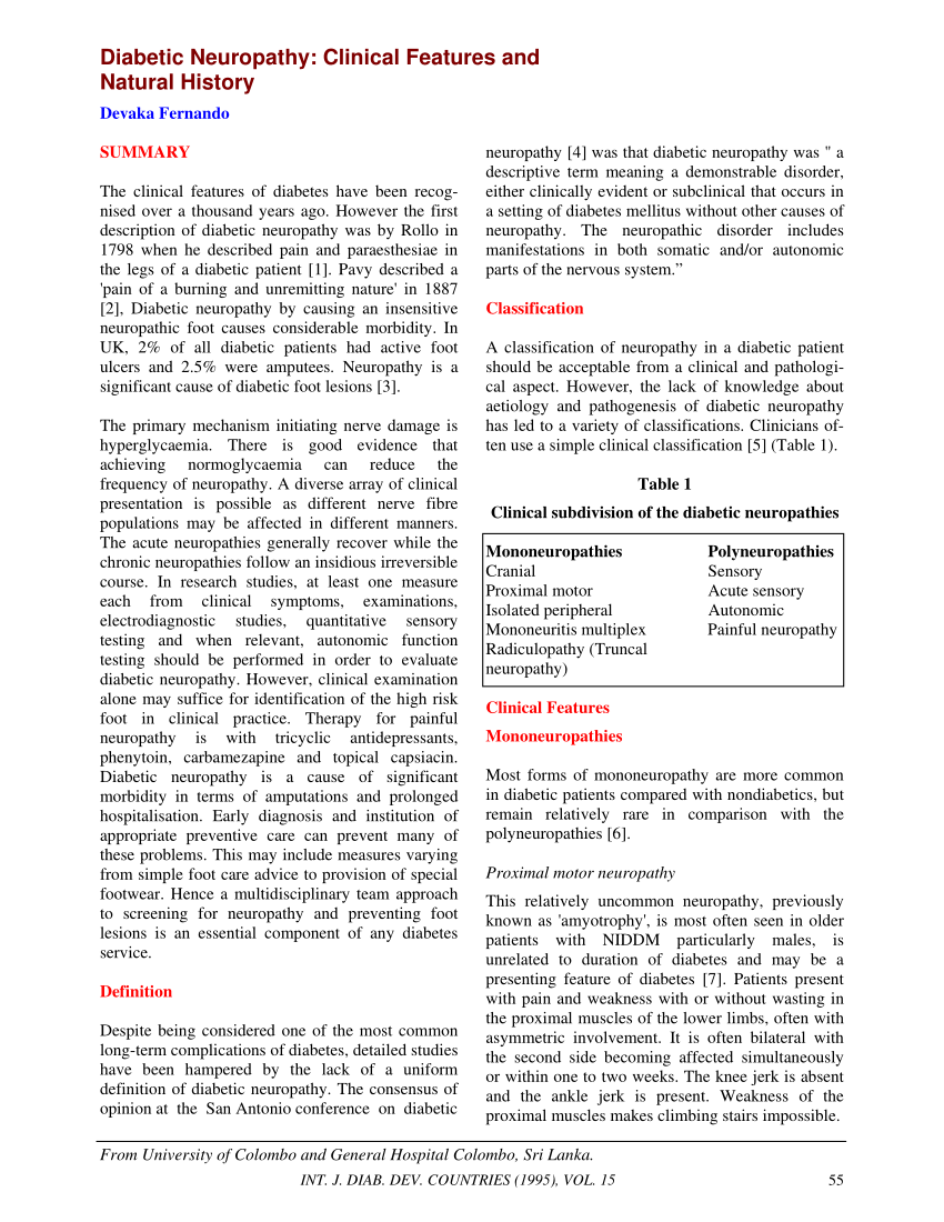 diabetic neuropathy classification pdf