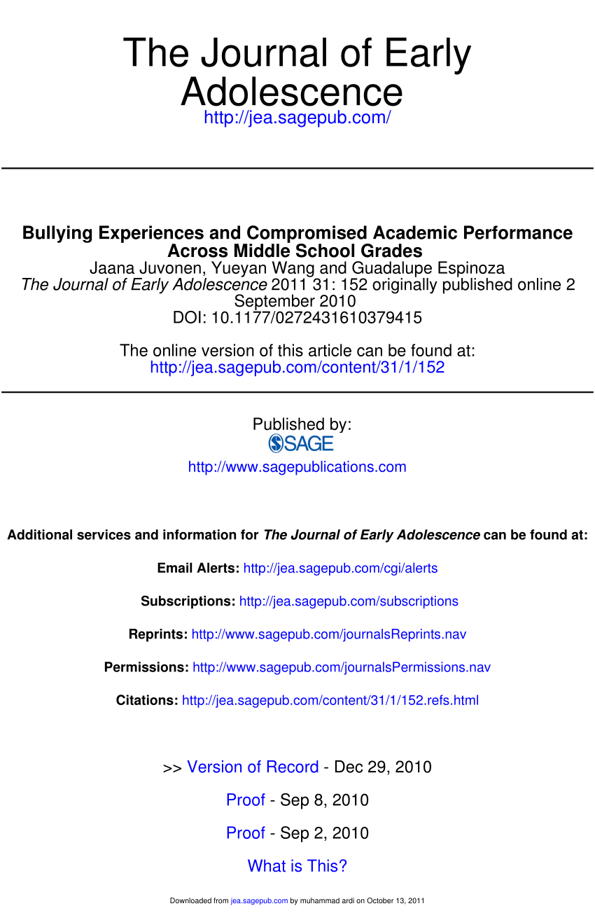 research title about bullying and academic performance