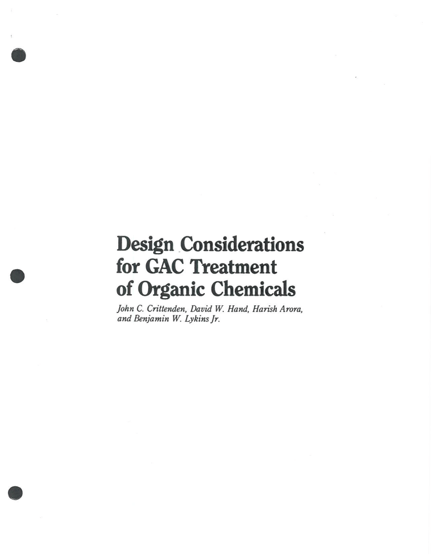 Pdf Design Considerations For Gac Treatment Of Organic Chemicals