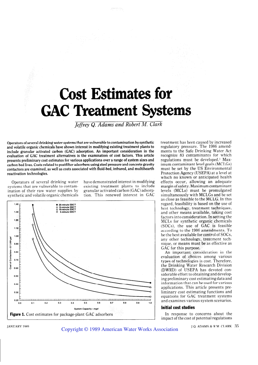 Pdf Cost Estimates For Gac Treatment Systems