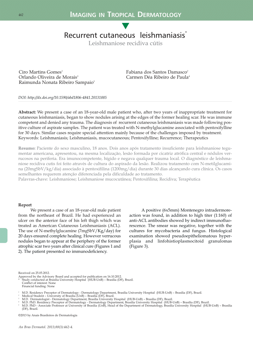 PDF Recurrent cutaneous leishmaniasis