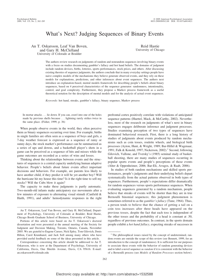 Pdf What S Next Judging Sequences Of Binary Events