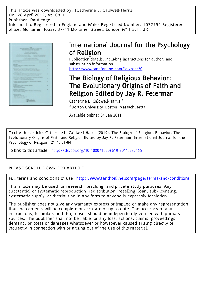 PDF) The Biology of Religious Behavior: The Evolutionary Origins