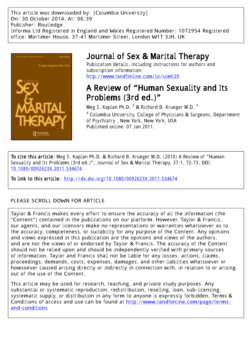 Pdf A Review Of “human Sexuality And Its Problems 3rd Ed” 2473