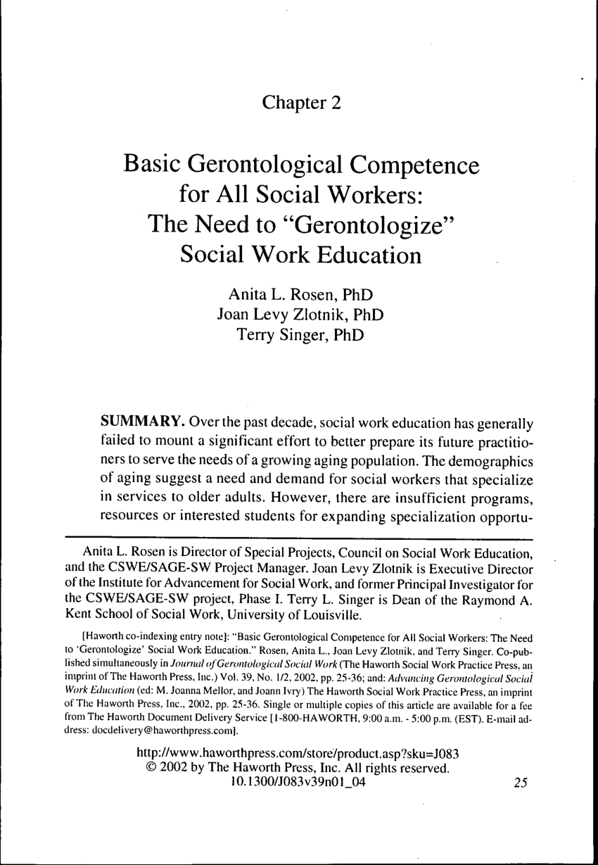 journal of gerontological social work