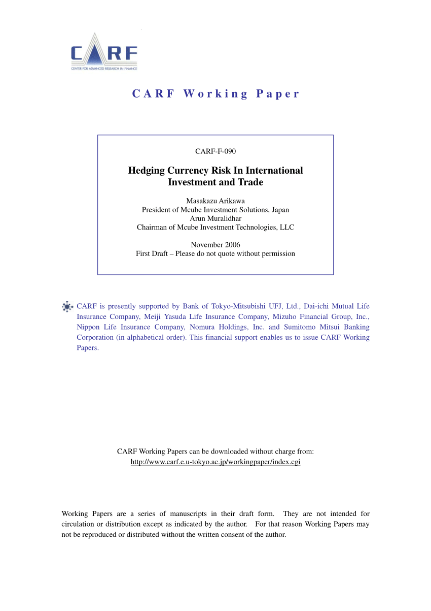 Pdf Hedging Currency Risk In International Investment And Trade - 