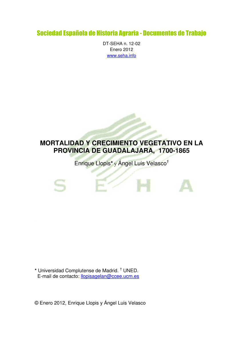 (PDF) Mortalidad y crecimiento vegetativo en la provincia de